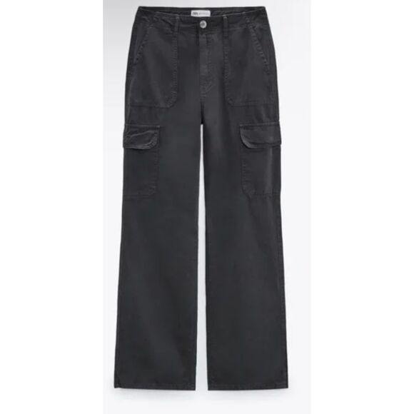 ZARA Dark Gray Women's Cargo Pants - Picture 1 of 4